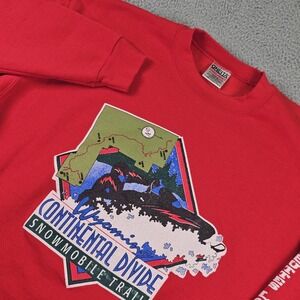 Vintage Wyoming Continental Divide Sweatshirt Mens XL Red Oneita Snowmobile 90s